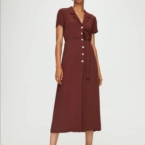 Aritzia maroon midi shirt dress - S